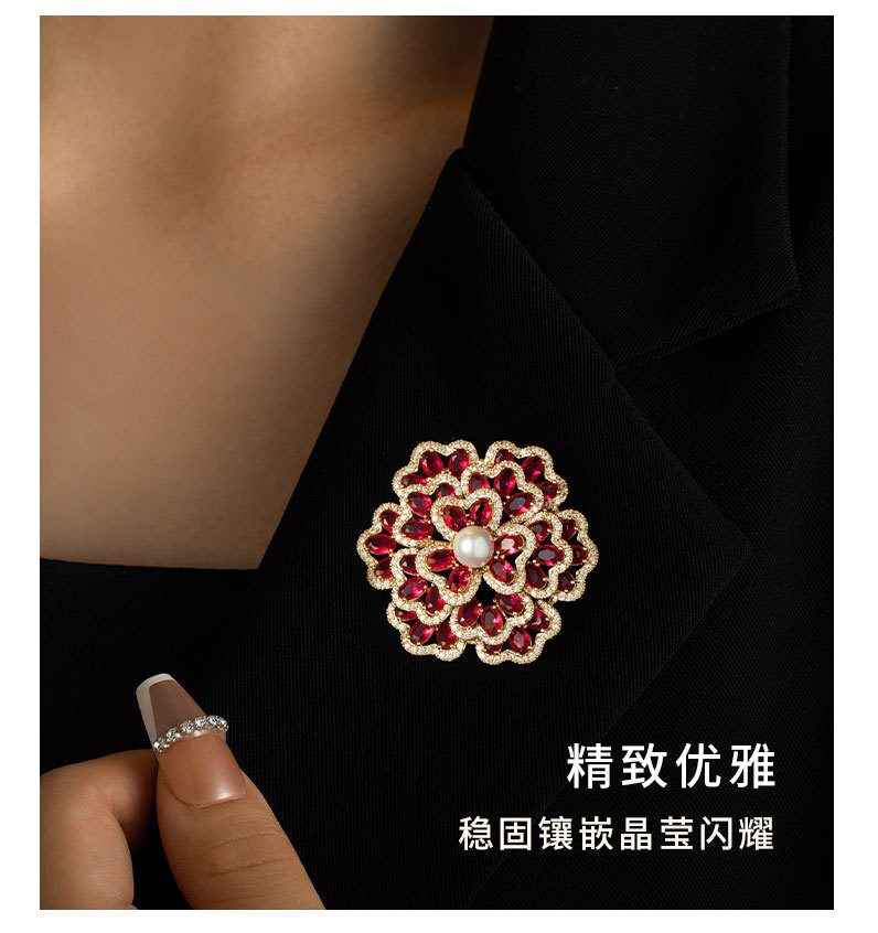 高档奢华大气锆石花朵胸针高级感多层立体胸花国风优雅