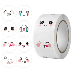 Cute and funny 8 expression toy smiley face stickers for teachers and children reward labels sealing stickers 500 pcs/roll