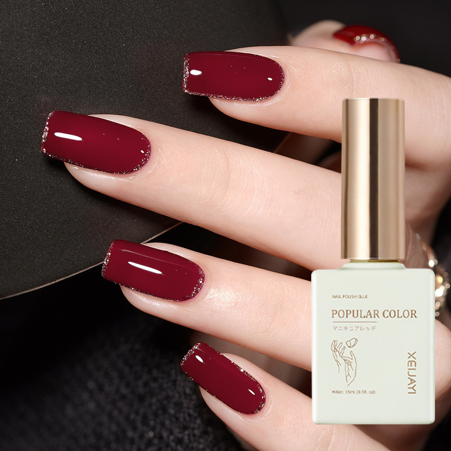 New white nail polish glue solid color wine red nail polish shop special long-lasting firm Nail Polish glue suit