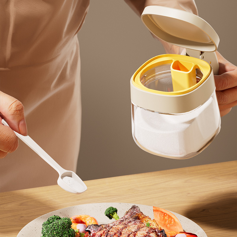 ワンクリックでキッチン調味料缶のハンドルを開けて蓋を開けて調味料箱を作ります。|undefined