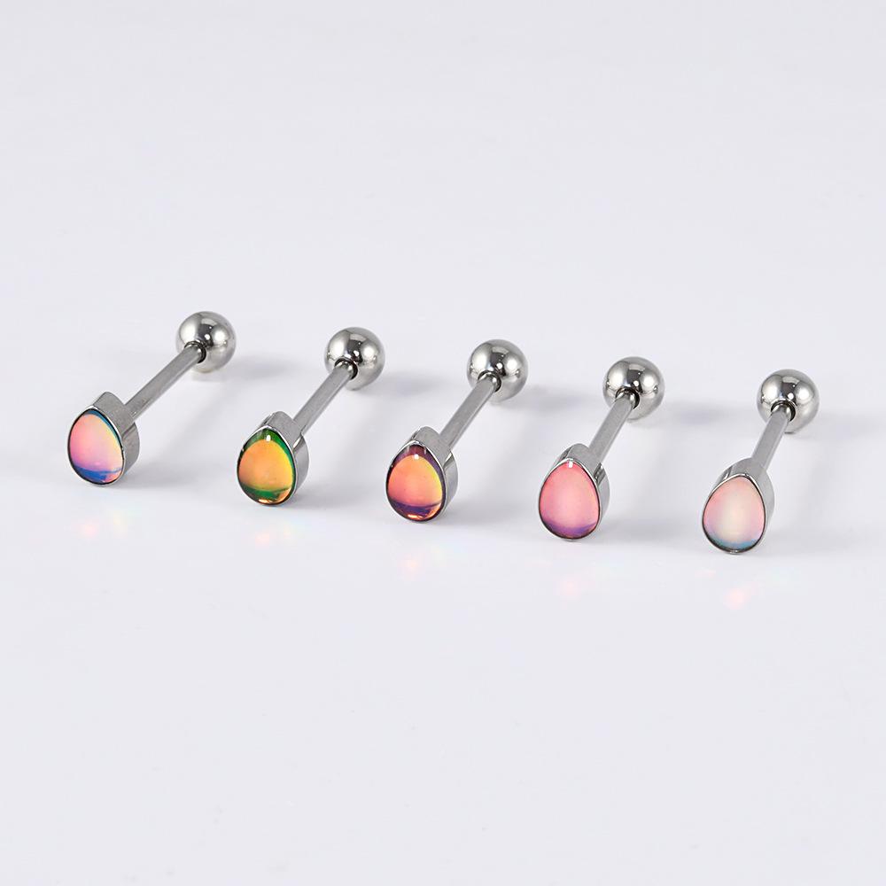 1 Piece 304 Stainless Steel Hip-Hop Cool Style Triangle Geometric Water Droplets Enamel Tongue Rings display picture 2