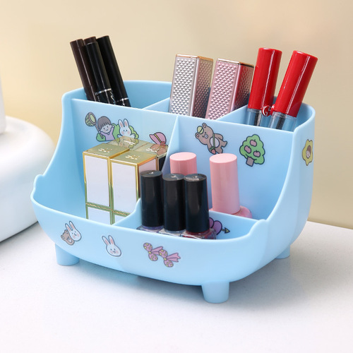 Cute sofa-shaped pen holder, office study desktop 6-compartment storage plastic pen holder, multi-functional sundry storage box