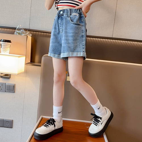 Children's denim shorts summer pants thin new big kid outerwear children's summer street riding loose stylish