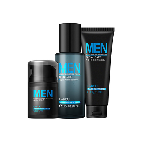 Men's Skin Care Set 3-Piece Boxed Moisturizing Cream Toner Facial Cleanser