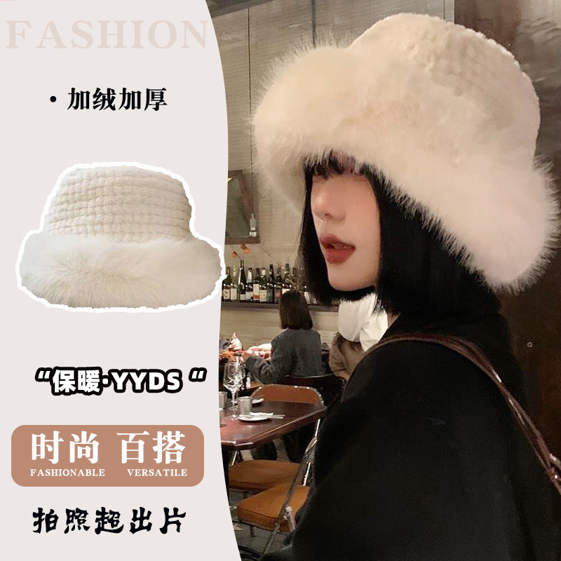 渔夫帽女冬季韩版显脸小加厚保暖毛绒帽日系冬天蒙古防寒护耳帽子|undefined