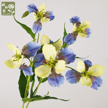 仿真手感EVA鸢尾花PU单枝3头小鸢尾高档室内家居装饰跨境假花批发