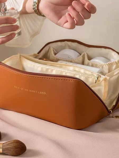 Pu High-End Pillow Bag Multi-Layer Cosmetic Bag Storage Travel Toiletry Bag Thickeneded Cosmetic Storage Bag Storage Bag