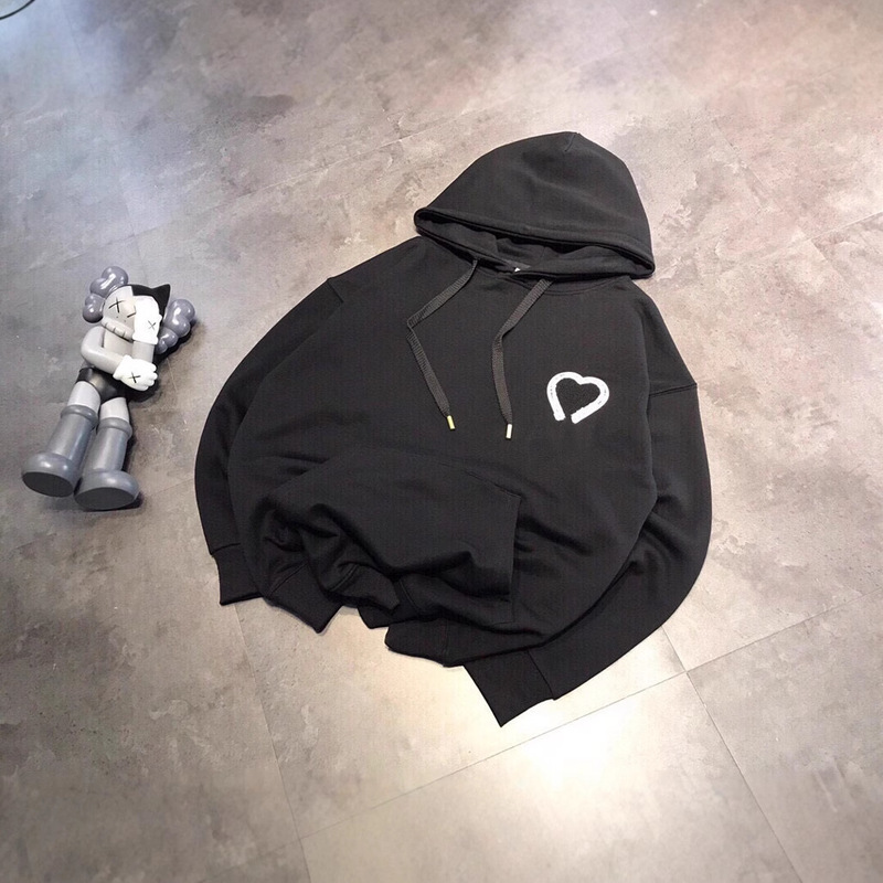 Jimo Trendy Brand Letter Embroidered Towel Embroidered Love Sweater 24 Loose Pullover Hoodie for Couples Slimming Casual Hoodie