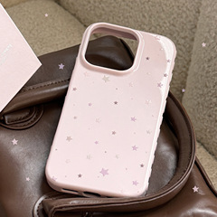粉色星星涂鸦适用苹果16promax手机壳iphone17韩风简约13全包15软