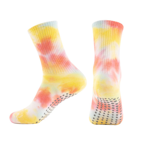 Summer thin trendy tie-dye yoga socks non-slip indoor gym floor socks training dance Pilates sports socks