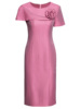 Red formal dress with three-dimensional flower decoration design feeling， buttocks wrapped dress， medium length style