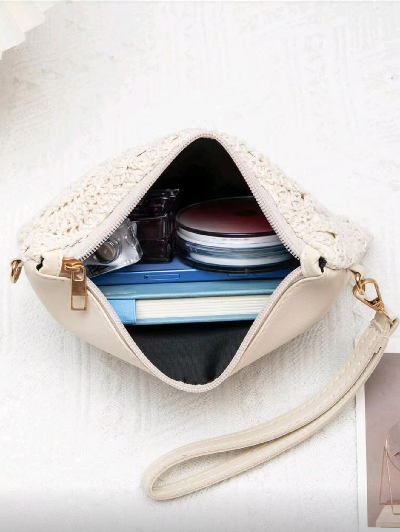 Transfronterizos de encaje trenzado damas mochila de moda algodón hueco bolso de hombro bolso de brazo bolso de mano bolso vacacional