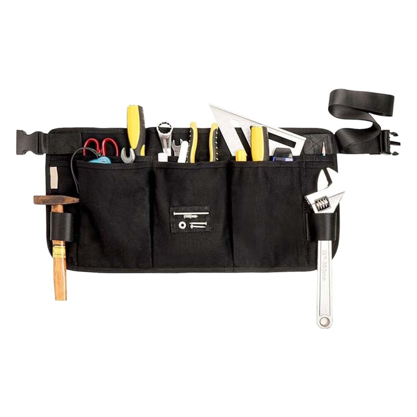 Comercio exterior delantal de lona gruesa corta industria pesada máquina de reparación ropa de trabajo moderno simple bolsa de cintura medio delantal al por mayor personalizado