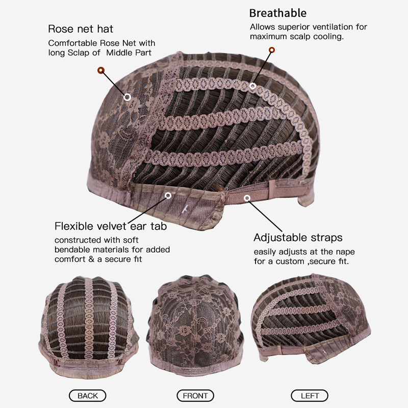 Wholesale European and American cross-border chemical fiber wigs high temperature silk bangs mechanism middle parting chestnut brown bob wigs_voghion.com