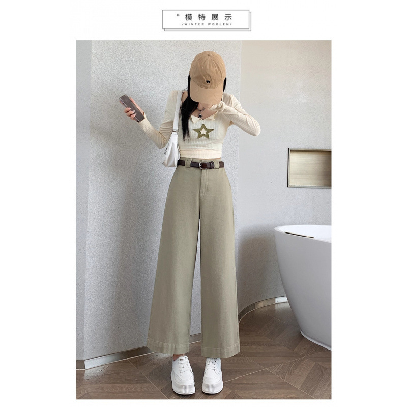 大码女装微胖mm工装裤2025新款高腰九分直筒窄版阔腿裤|undefined