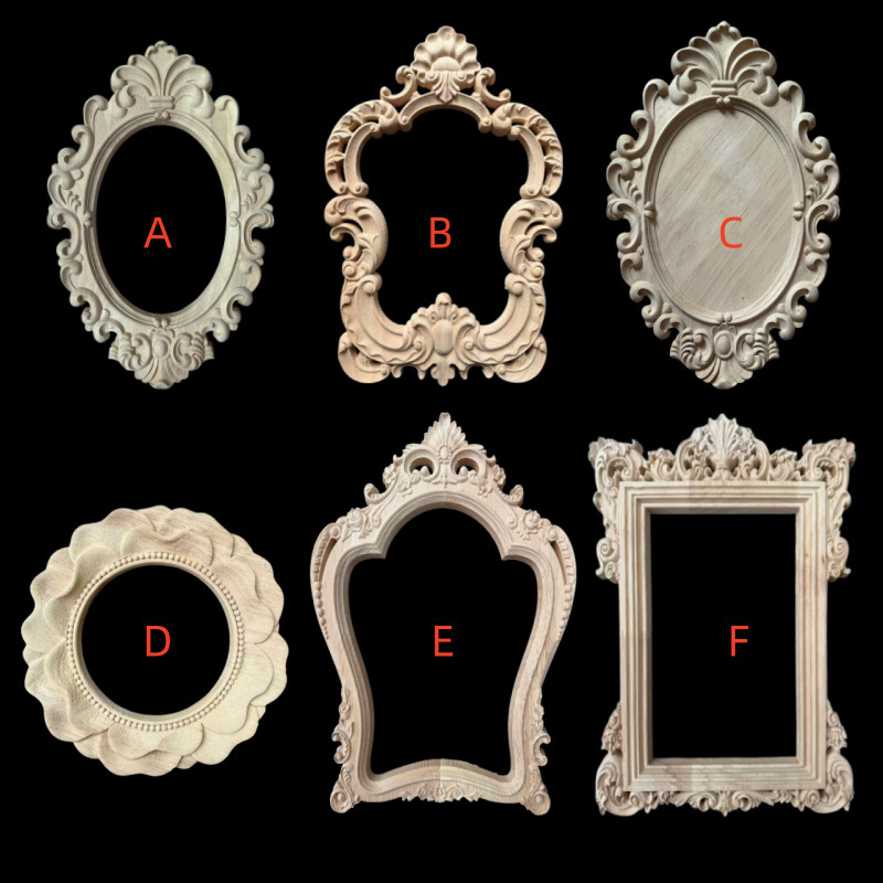 Solid wood carved applique mirror frame, wooden frame, European-style picture frame, photo frame, Dongyang wood carving floral panel, Dongyang wood carving decorative piece Solid wood carved applique mirror frame, wooden frame, European-style picture frame, photo frame, Dongyang wood carving floral panel, Dongyang wood carving decorative piece