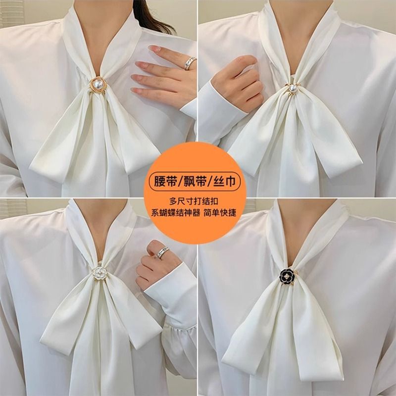 Otoño e invierno lana abrigo bufandas de seda botón camisa de alto nivel flotante bufandas fijas botón simple mujer multifunción botón de nudo