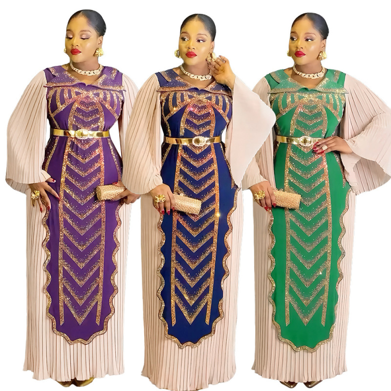 Cross-Border African Women's Fashion High-Waisted Slimming Dress 2026 New Model Aliexpress Foreign Trade Plus-Size Evening Gown Cross-Border African Women's Fashion High-Waisted Slimming Dress 2026 New Model Aliexpress Foreign Trade Plus-Size Evening Gown