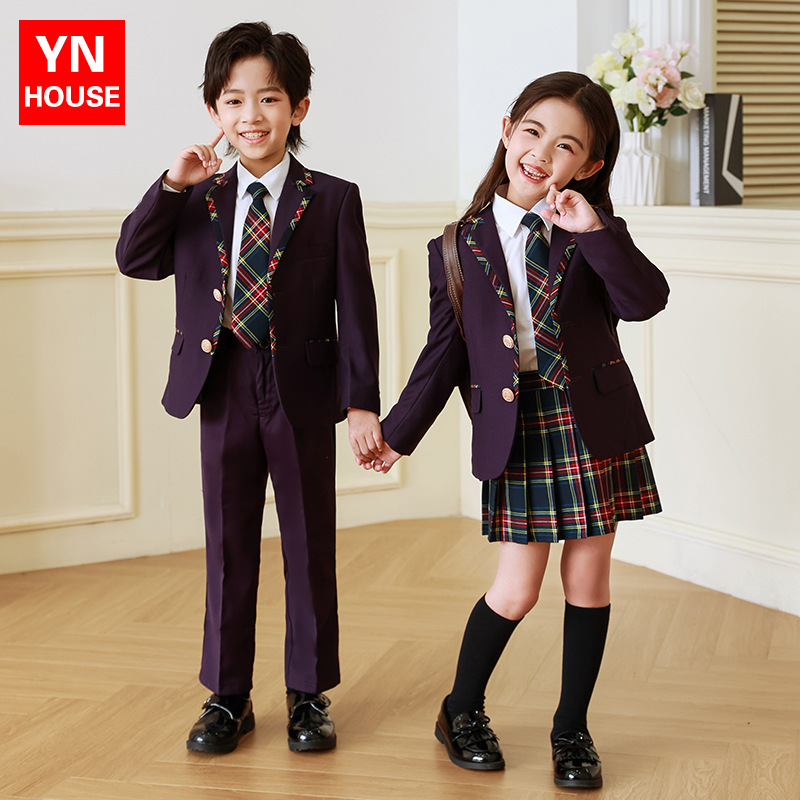 Estilo británico uniforme de escuela primaria traje de niños JK uniforme traje de Niña estudiante de secundaria clase uniforme vestido de primavera y otoño ropa