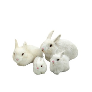 Good Cat Simulation Animal Series Simulation Rabbit Doll Ornaments Birthday Gift White Rabbit Craft Model