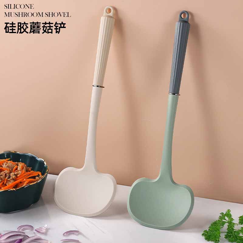 キッチンシリコンスパチュラツーインワンキノコスパチュラ小型調理スパチュラ家庭用高温耐性フライパンノンスティック特別なスプーン|undefined