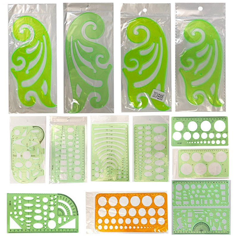 多功能绘图模板几何数学字母组合绘图尺子学生制图 工具合集