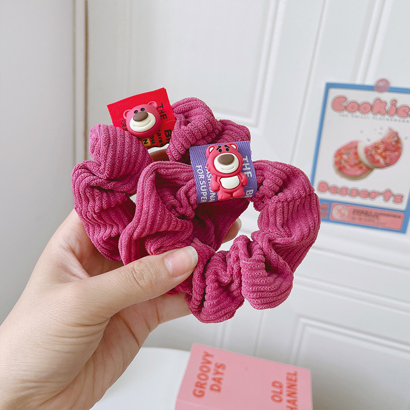 New strawberry bear Korea Dongda Gate new fuel dragon fruit colored cervish large intestinal hair ring head hair accessories