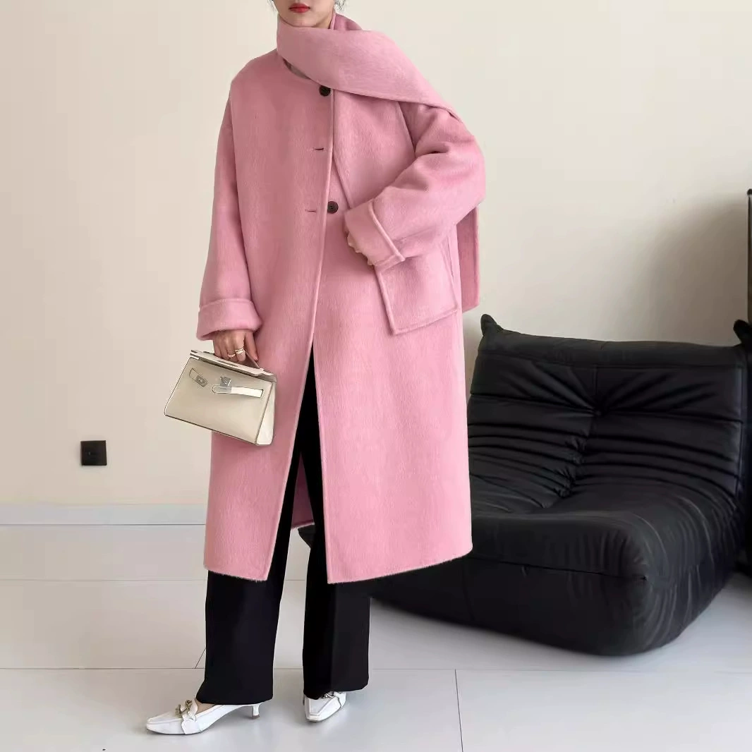 【Хайннинг】Шэн Сяо 2024 осень и зима жакет из yak velvet mulberry silk wool одинарное ревизия шарф-пальто