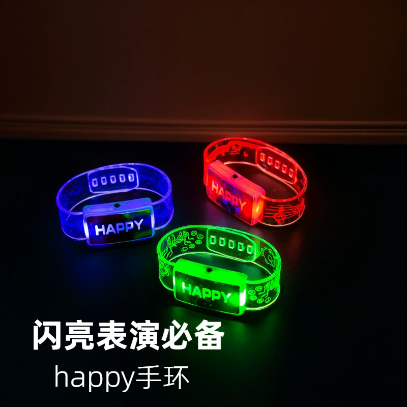 Флуоресцентная вспышка ремешок на запястье светящийся мультяшный браслет Светодиодный концертный развеселительный реквизит Счастливый светящийся браслет