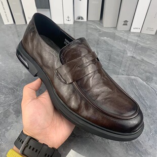 High-End Men's Shoes 2025 Spring New Style Cowhide Thick-Soled Formal Business Shoes Non-Slip Slip-On Casual Leather Shoes for Men