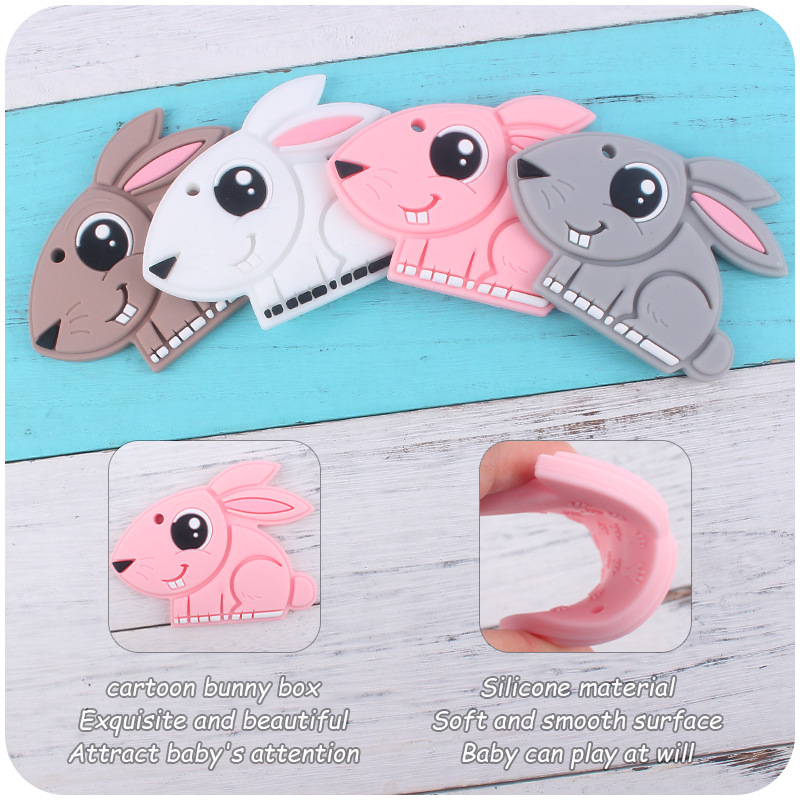 Creativo DIY bebé suministros nueva dibujos animados de silicona ojo grande conejo teether dientes del bebé moler dientes Shaper