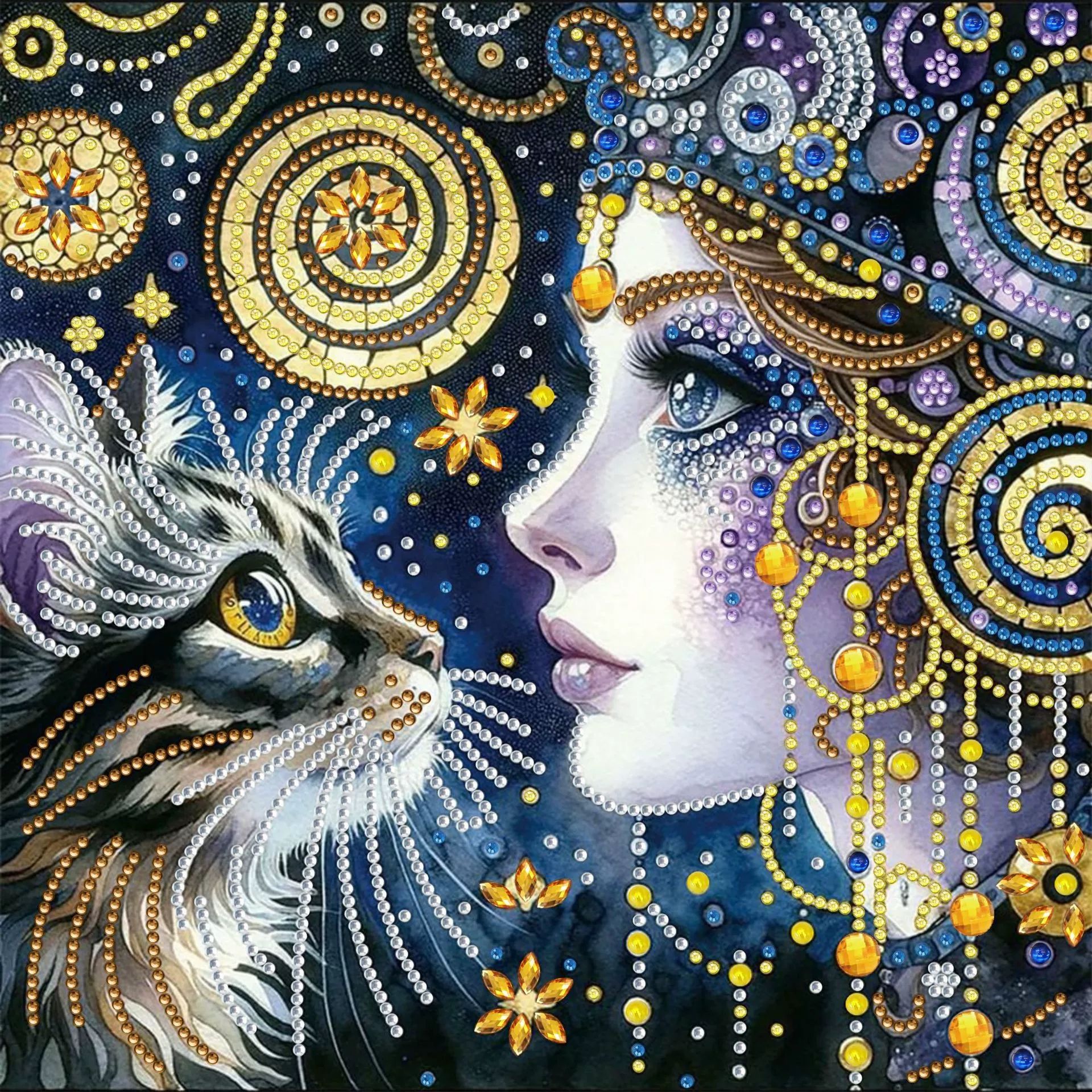 Pintura de Diamantes 5D con Forma Irregular de Princesa de Fantasía, Pintura de Diamantes DIY, Pintura de Diamantes con Puntos de Cristal, 30×30