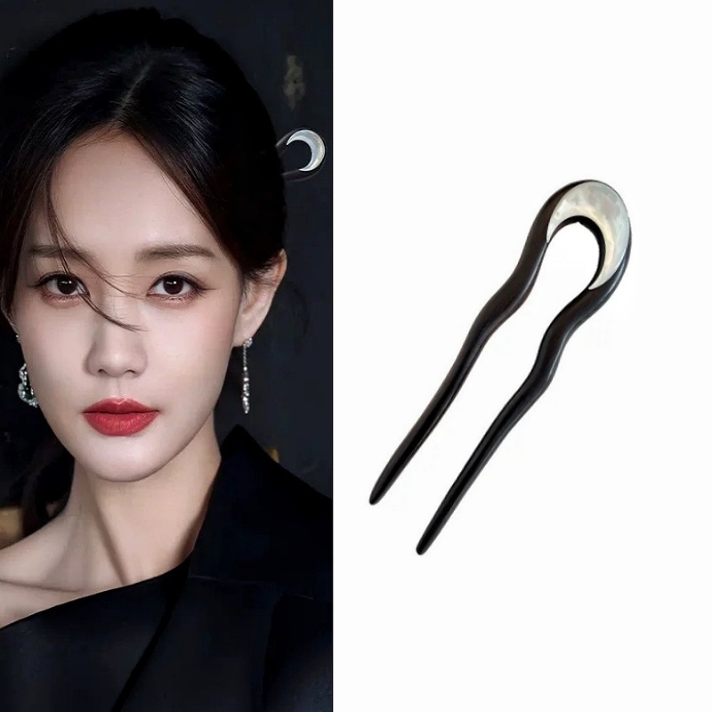 Nuevo clip de cabello en forma de U hecho a mano clip de madera conchas de madera simple clip de cabello de madera accesorios de estilo antiguo lado clip