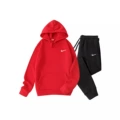 Red clothes + black pants, white label