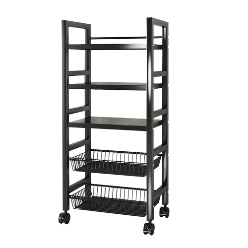 Mobile kitchen basket shelf household standing multi-layer fruit and vegetable storage multi-functional oven microwave pot rack