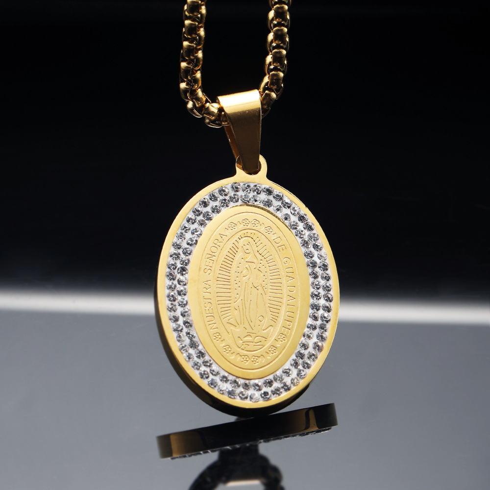 Street Occasion Titanium Steel Material Classic Style Geometric Titanium Steel Plating Inlay Rhinestones Unisex Pendant Necklace