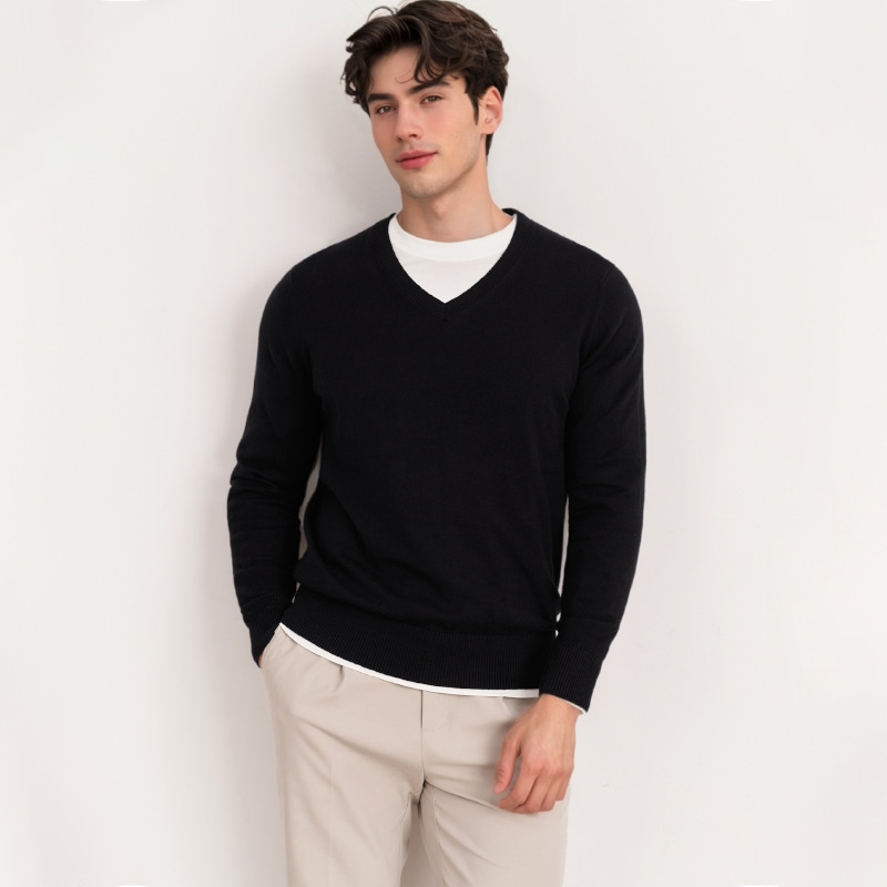 Sweater for autumn and winter, woolen sweater in old money style, V-neck slim-fit pullover, suitable for layering, light business style Sweater for autumn and winter, woolen sweater in old money style, V-neck slim-fit pullover, suitable for layering, light business style