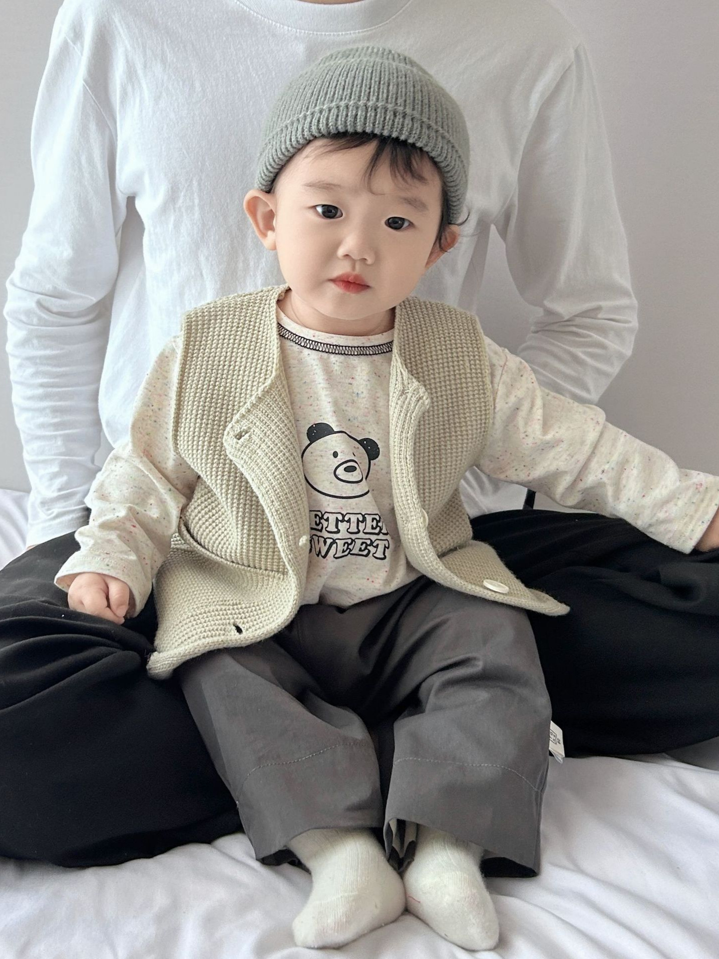 Baby primavera y otoño chaleco de punto chaleco sin mangas chaleco de hombro chaqueta de estilo extranjero pequeño vestido guapo para niños