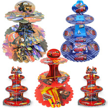 汽车总动员闪电麦昆主题男孩儿童卡通派对三层蛋糕架