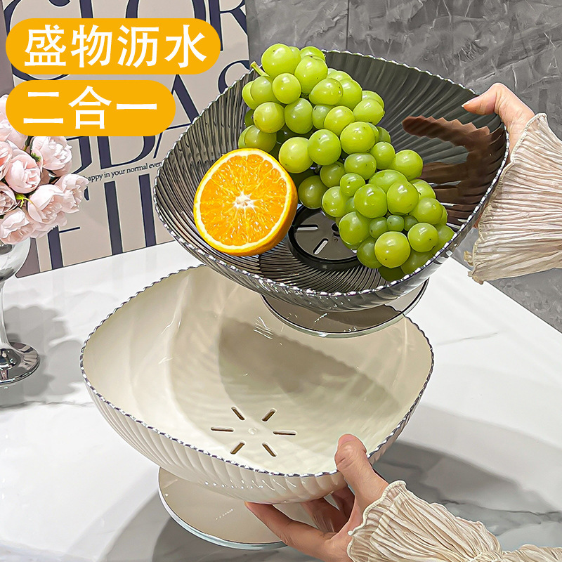 新しい背の高いフルーツプレート、見栄えの良い軽い高級フルーツ水切りプレート、ホームリビングルームのキャンディプレート、スナックディスプレイプレート|undefined