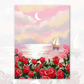 郁金香鲜花系列数字油画大尺寸成人减压填色现代简约客厅玄关挂画