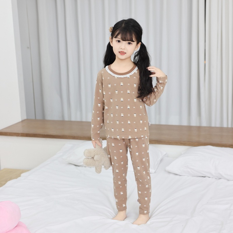 儿童A类秋衣秋裤套装男女童家居服睡衣春秋透气中大童保暖内衣|undefined