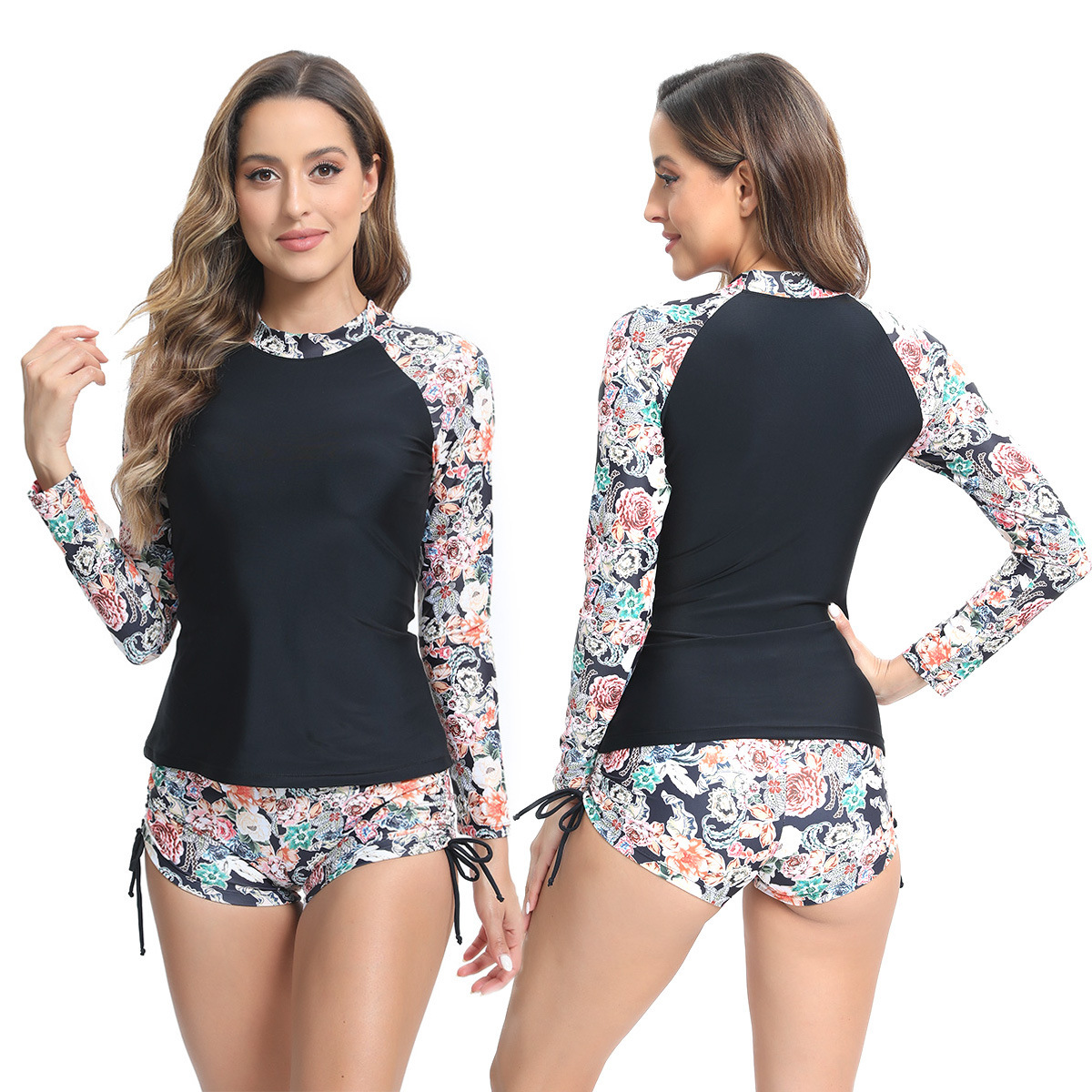 2024 Europe and the United States cross-border new split swimsuit conservative two-piece long sleeve swimsuit surfing suit women's swimsuit