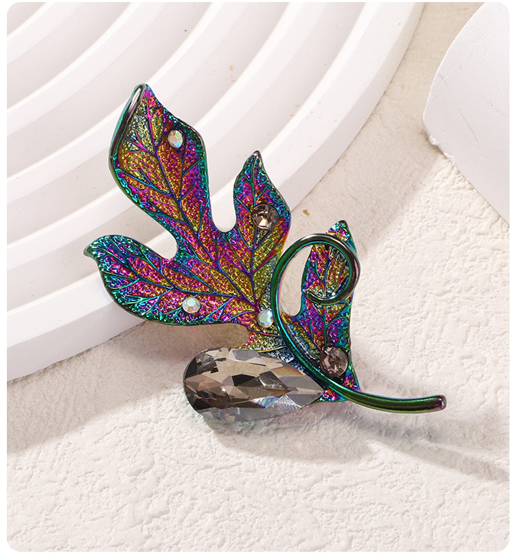 Retro Pin Leaf Flower Alloy Rhinestones Unisex Brooches display picture 5