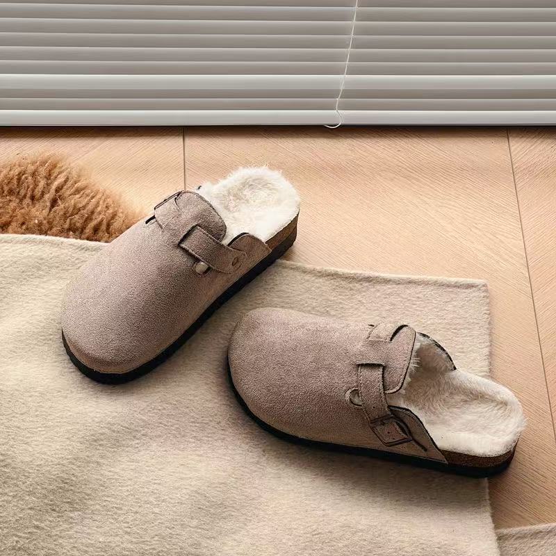2025 nuevo tipo de vestir con una sola gruesa Bocken de otoño y invierno más algodón de peluche Bocken zapatos de cabeza de bolso de mujer con una sola suave image 7