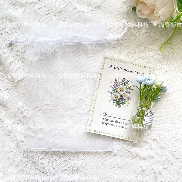 Blue flowers (resin + small card + organza bag)