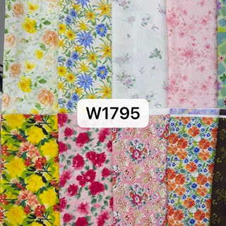 W1795油画花可爱卡通印花棉布料童装睡衣家居服新款面料批发