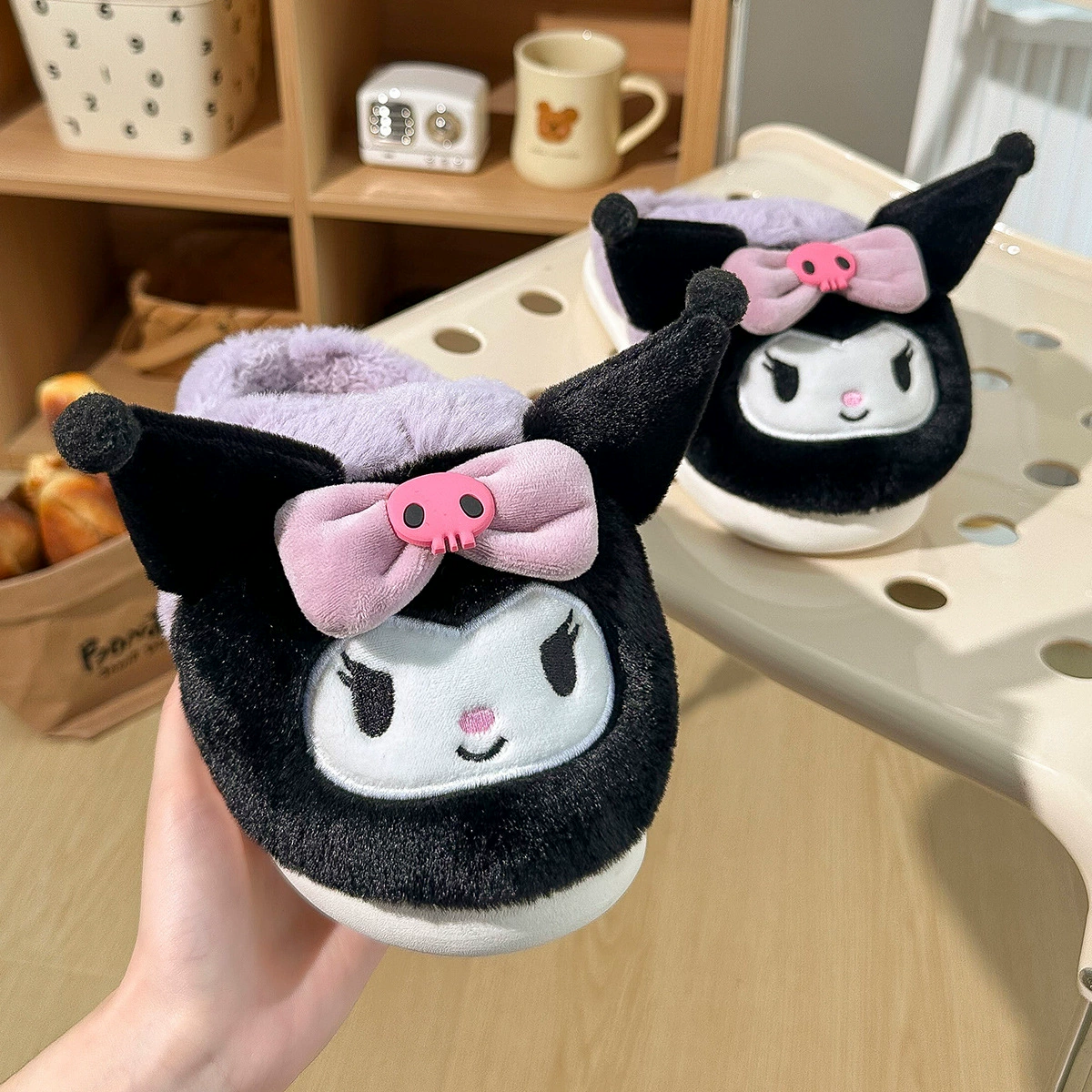 Sanrio шерстяные тапочки зимняя хлопковая обувь Culomi для дома теплая обувь для родов осень и зима женская хлопчатобумажная обувь оптом