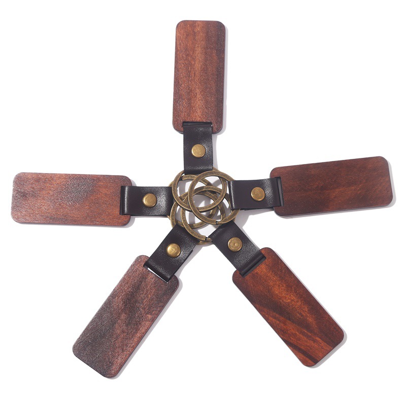 Solid Color Pattern Pastoral Solid Color Pu Leather Wood Women's Keychain