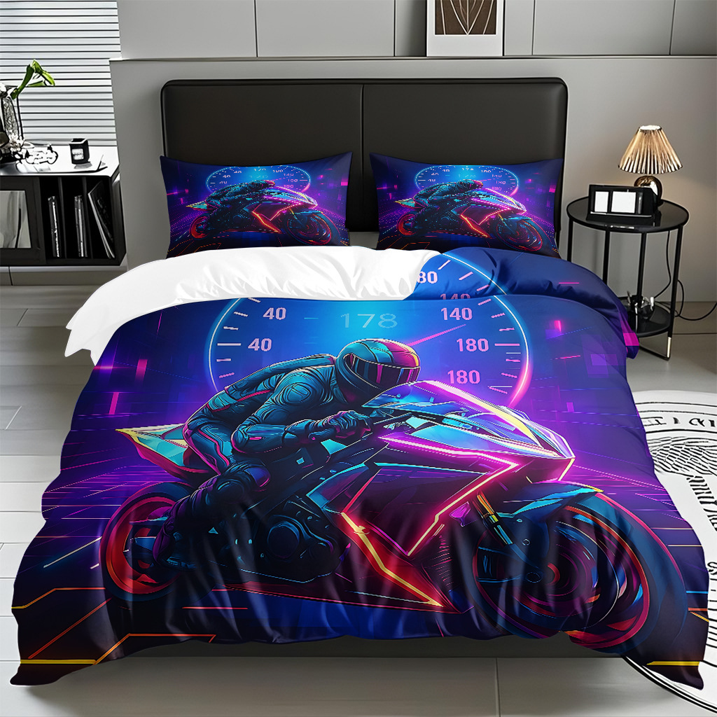 TEMU / JIT hogar transfronterizo motocicleta cool transpirable impresión digital colcha colcha